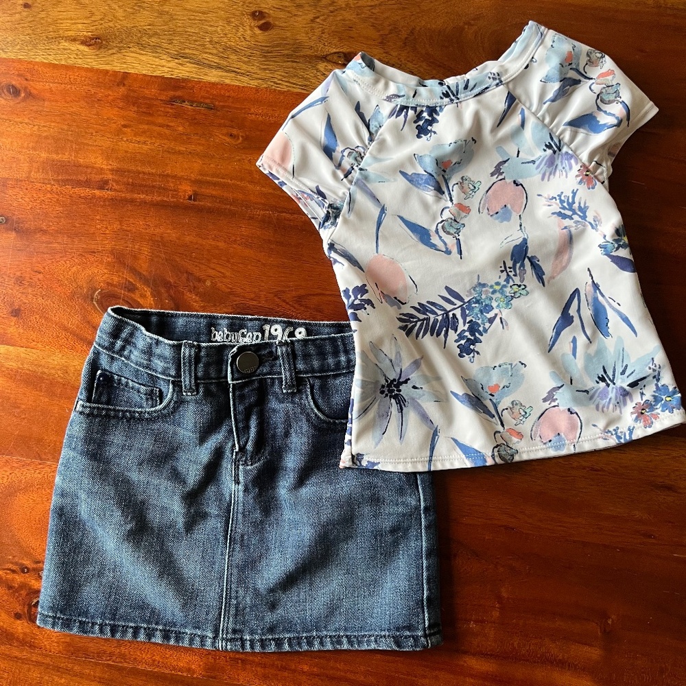 Toddler girl 4T clothing bundle swimsuit skirt pants